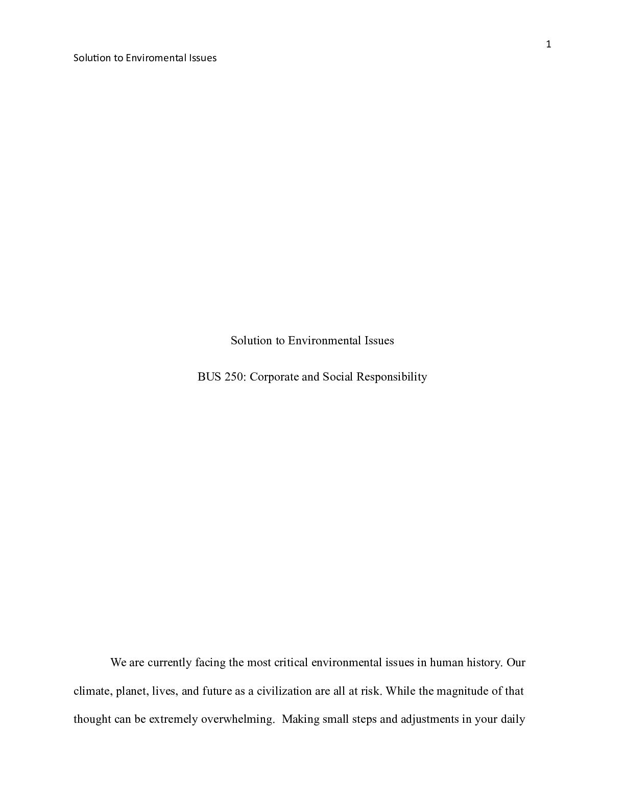 Preview of BUS 250 Week 3 Assignment   Solutions to Environmental Issues.docx